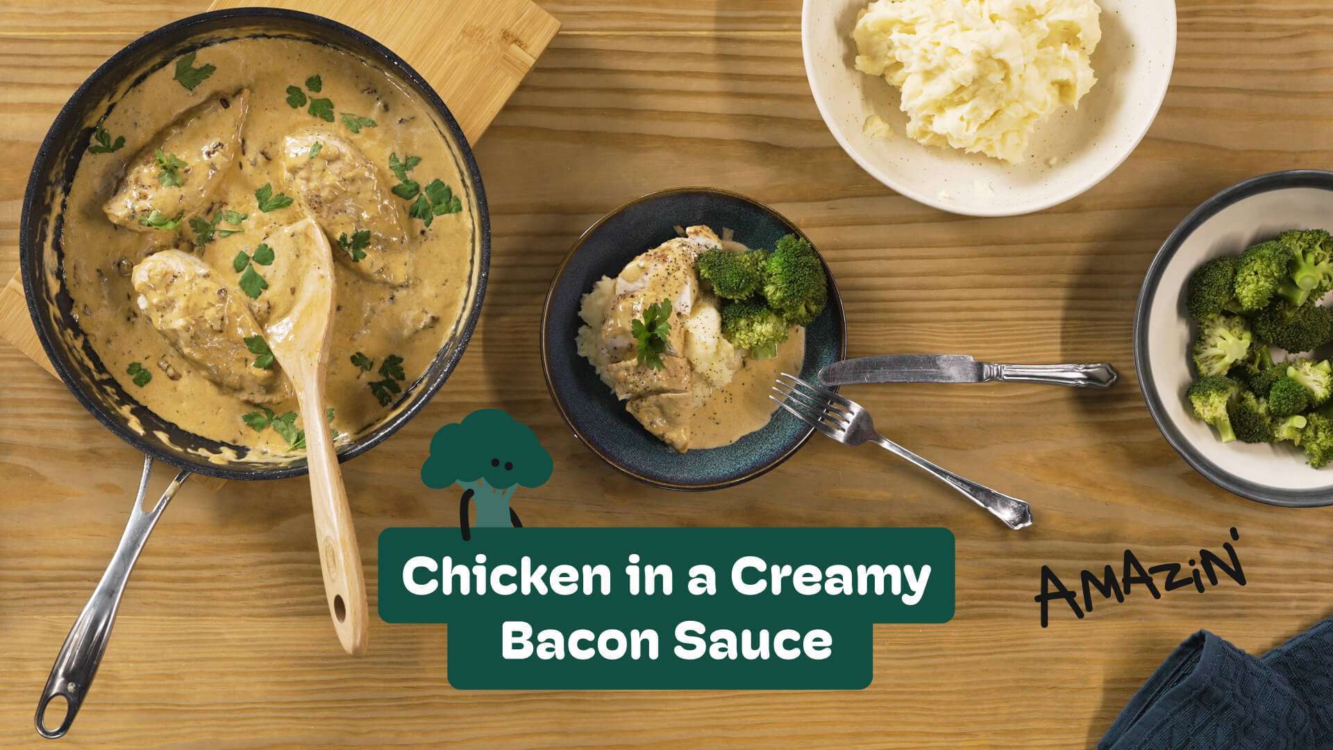 Children's cookery lesson : chicken in creamy sauce